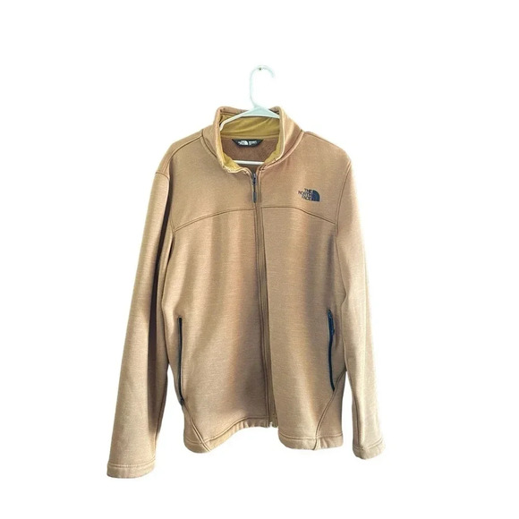 The North Face Men’s Beige Long Sleeve Full Zipped Fleece Sweatshirt Size L - Picture 1 of 5